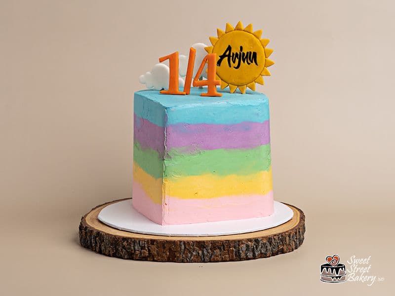 Pastel Rainbow Quarter Birthday Cake